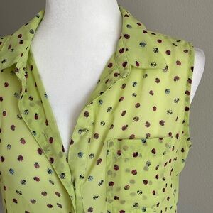 Liz Claiborne Ladybug Sleeveless Blouse Size M